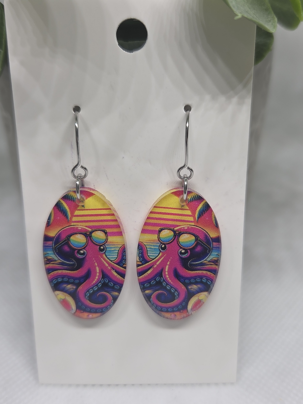Pink Octopus Drop Earrings Playful Summer Statement